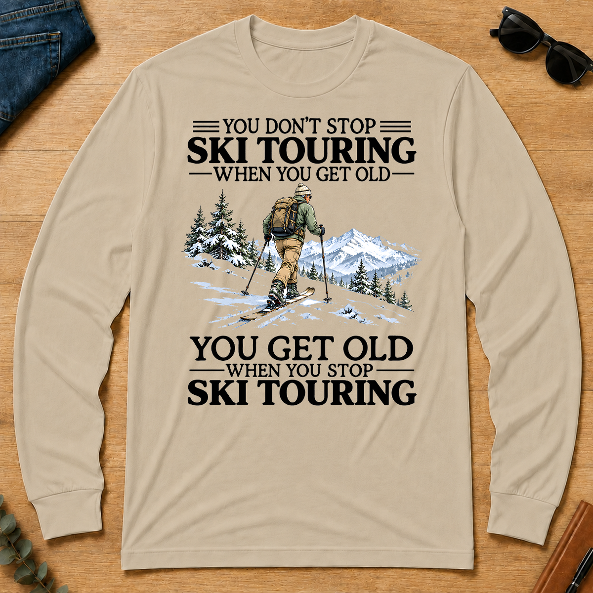 Don't Stop Ski Touring Vintage Art - sand - LST2D-Sand