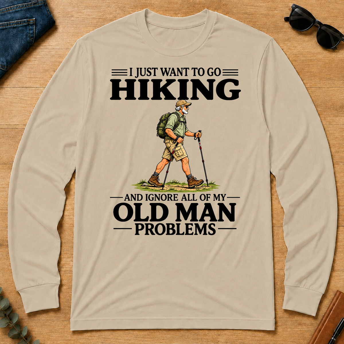 I Just Want To Go Hiking Vintage - sand - LST2D-Sand