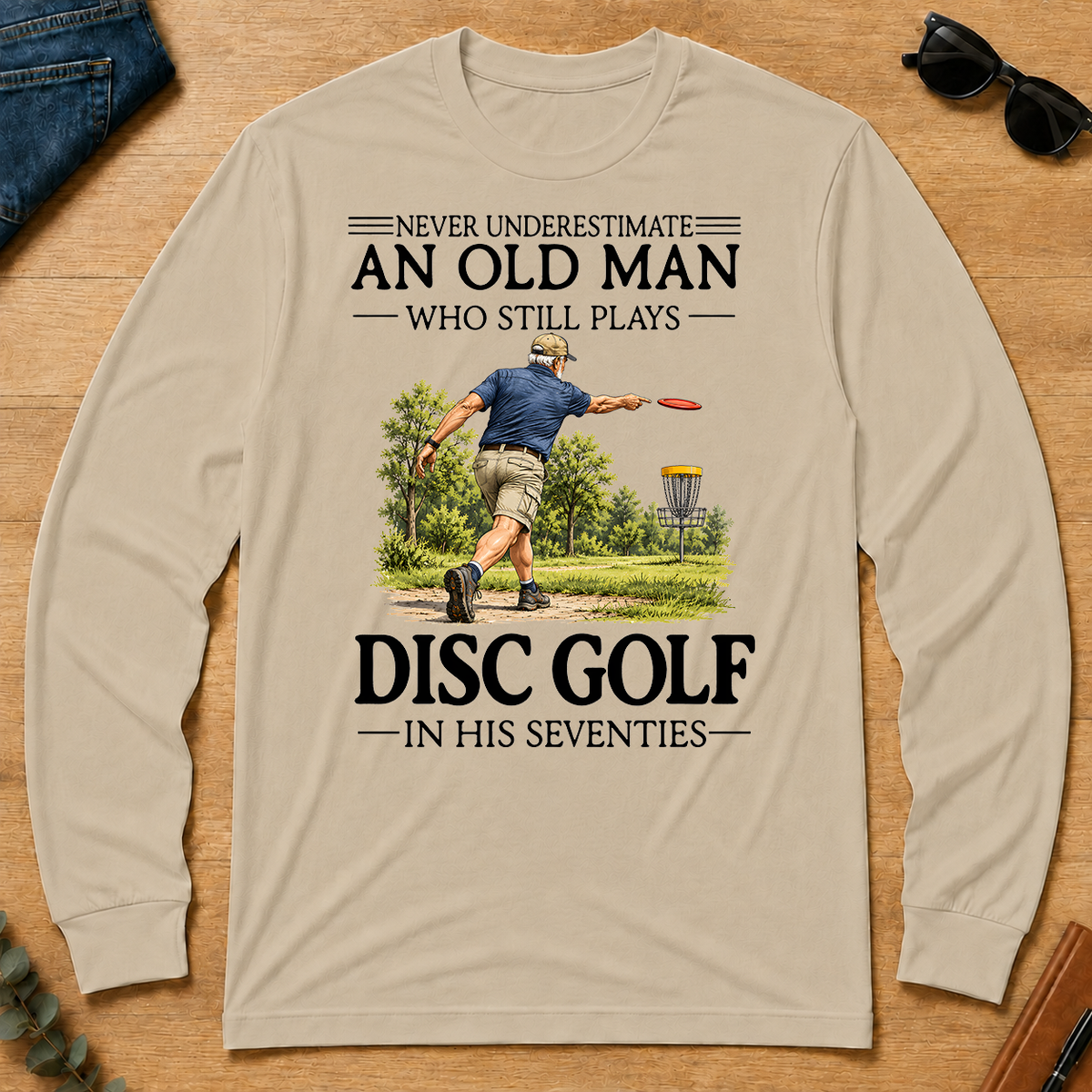 An Old Man Who Still Plays Disc Golf In His Seventies - sand - LST2D-Sand