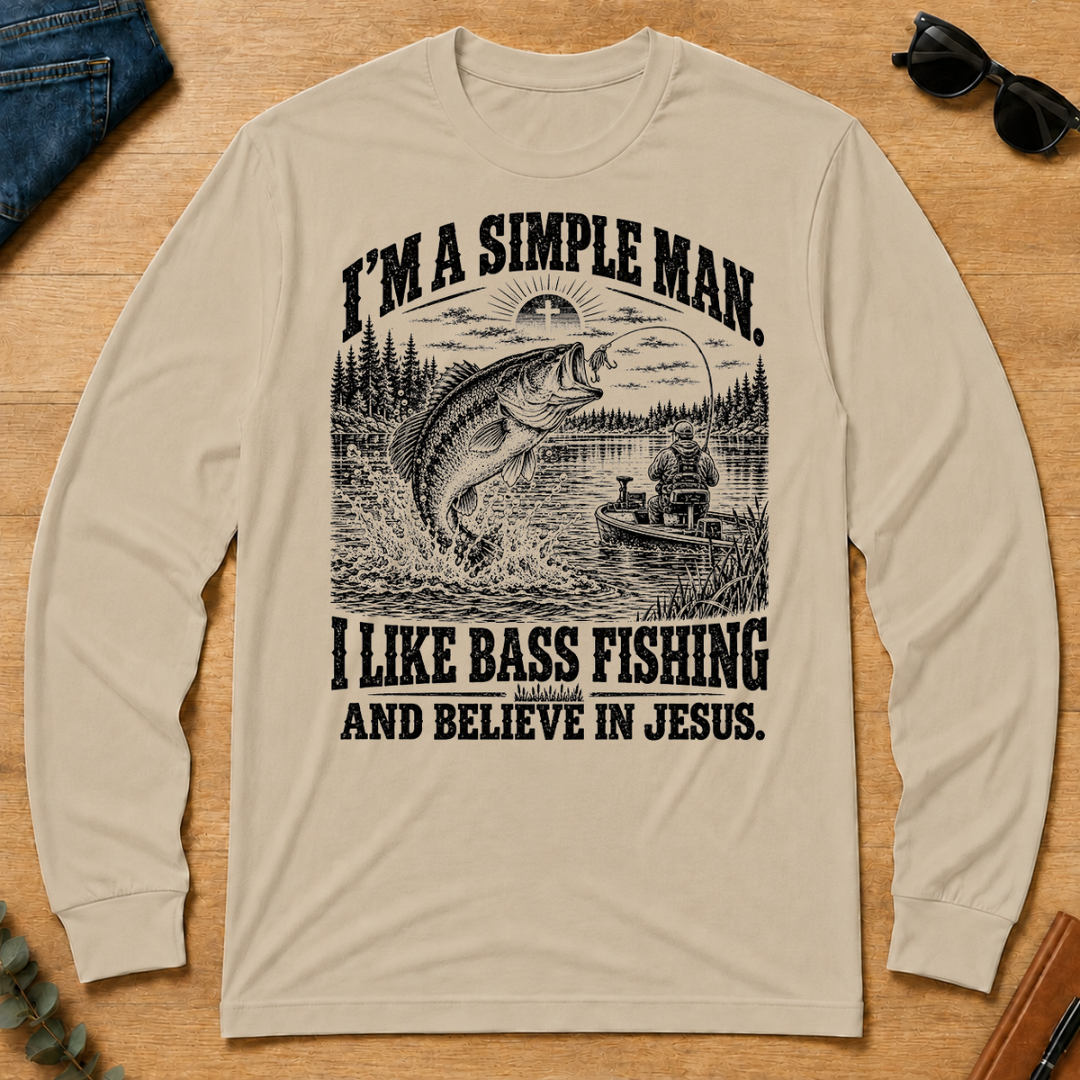 I like Bass Fishing Believe In Jesus - sand - LST2D-Sand