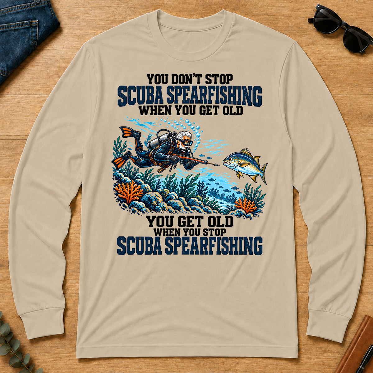 You Get Old When You Stop Scuba Spearfishing - sand - LST2D-Sand