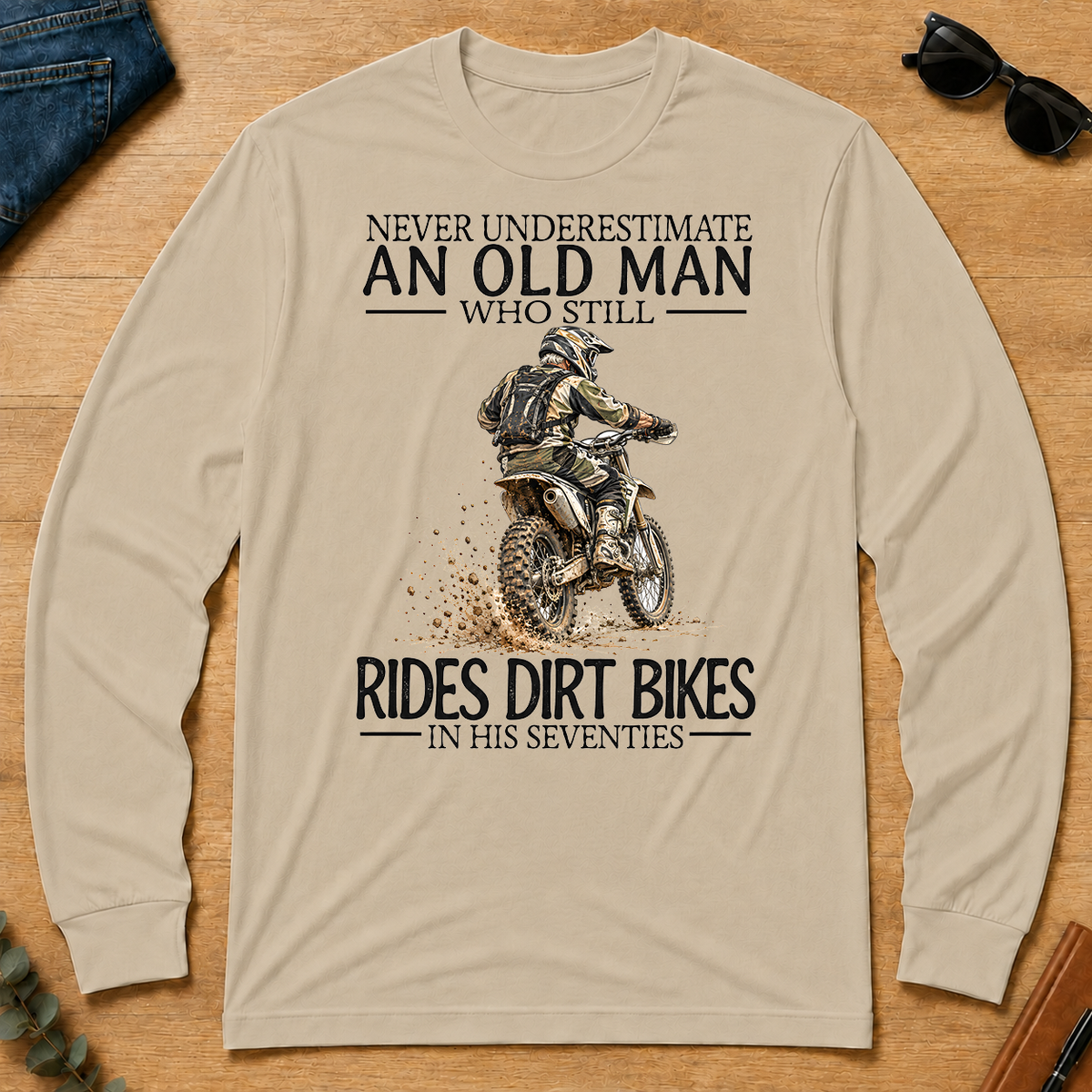 An Old Man Who Still Rides Dirt Bikes In His Seventies - sand - LST2D-Sand