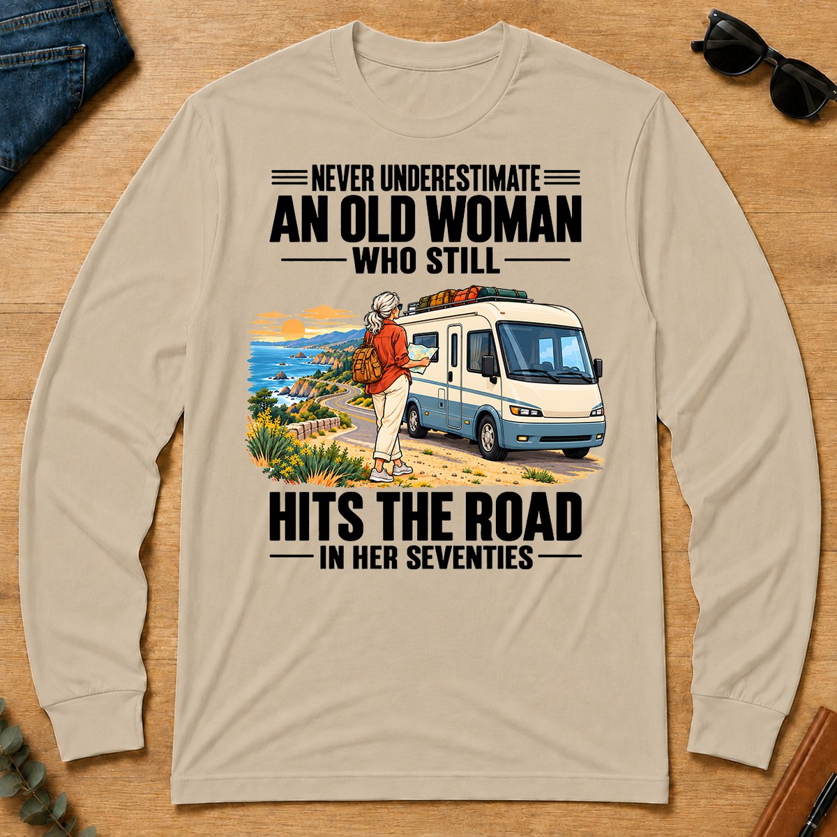 An Old Woman Still Hits The Road In Her 70s - sand - LST2D-Sand