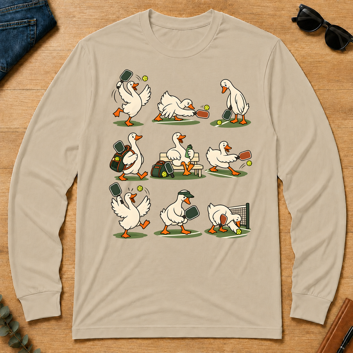 Funny Ducks Playing Pickleball - sand - LST2D-Sand