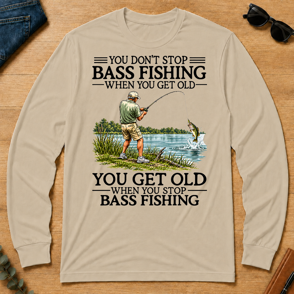 Don't Stop Bass Fishing Vintage - sand - LST2D-Sand