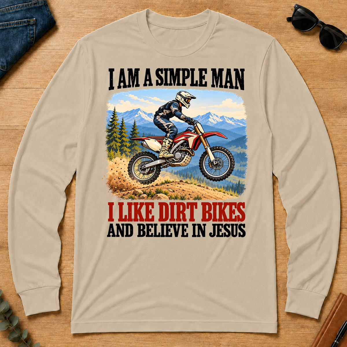 I Like Dirt Bikes And Believe In Jesus - sand - LST2D-Sand