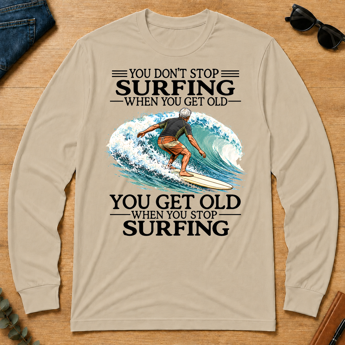 Don't Stop Surfing Vintage Art - sand - LST2D-Sand