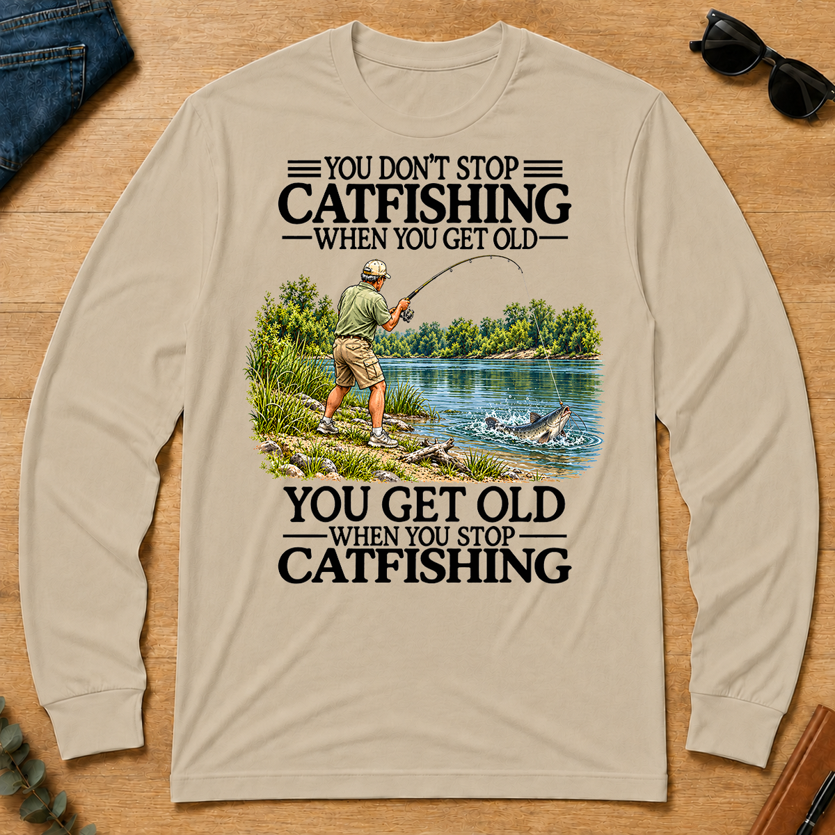 Don't Stop Cat Fishing Vintage - sand - LST2D-Sand