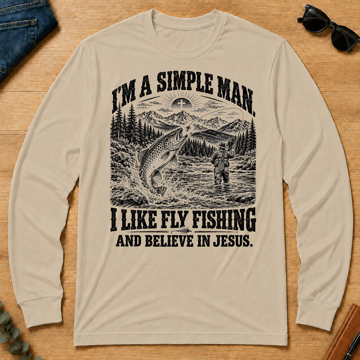 I like Fly Fishing Believe In Jesus - sand - LST2D-Sand