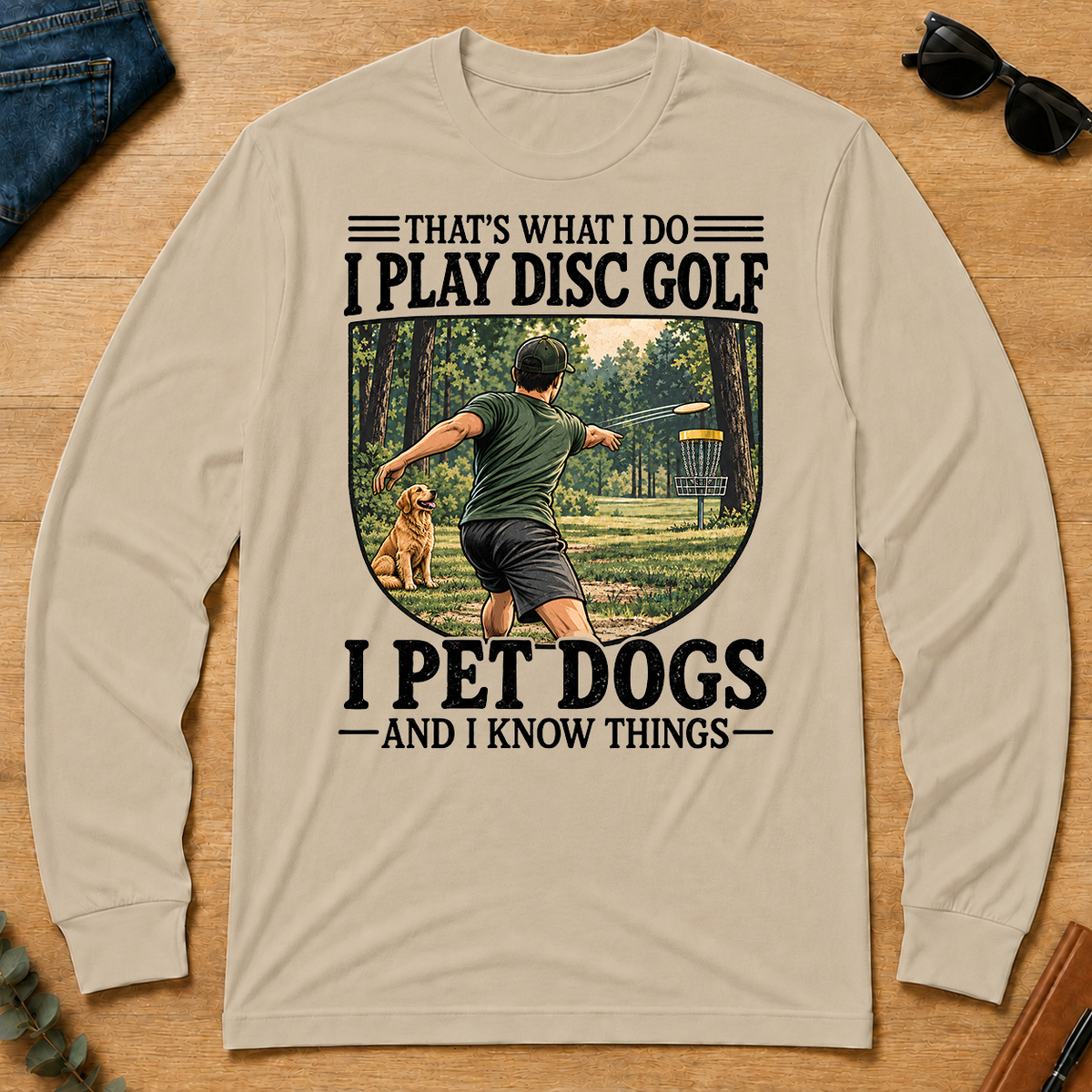 I Play Disc Golf And I Pet Dog - sand - LST2D-Sand