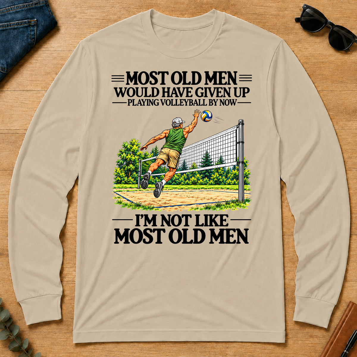 Most Old Man Would Have Given Up Playing Volleyball - sand - LST2D-Sand