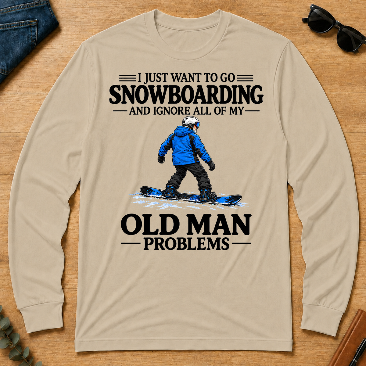I Just Want To Go Snowboarding Vintage - sand - LST2D-Sand