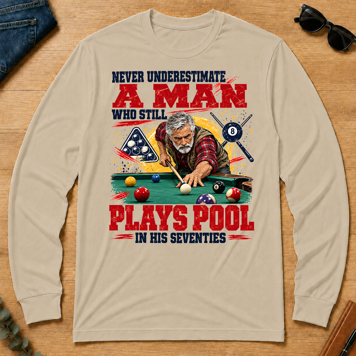 A Man Still Plays Pool In His 70s - sand - LST2D-Sand