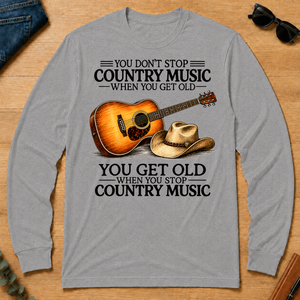 Don't Stop Playing Country Music Vintage Art - sport-grey - LST2D-SportGrey