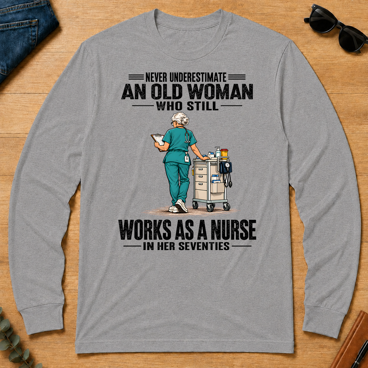 An Old Woman Still Works As A Nurse In Her 70s - sport-grey - LST2D-SportGrey