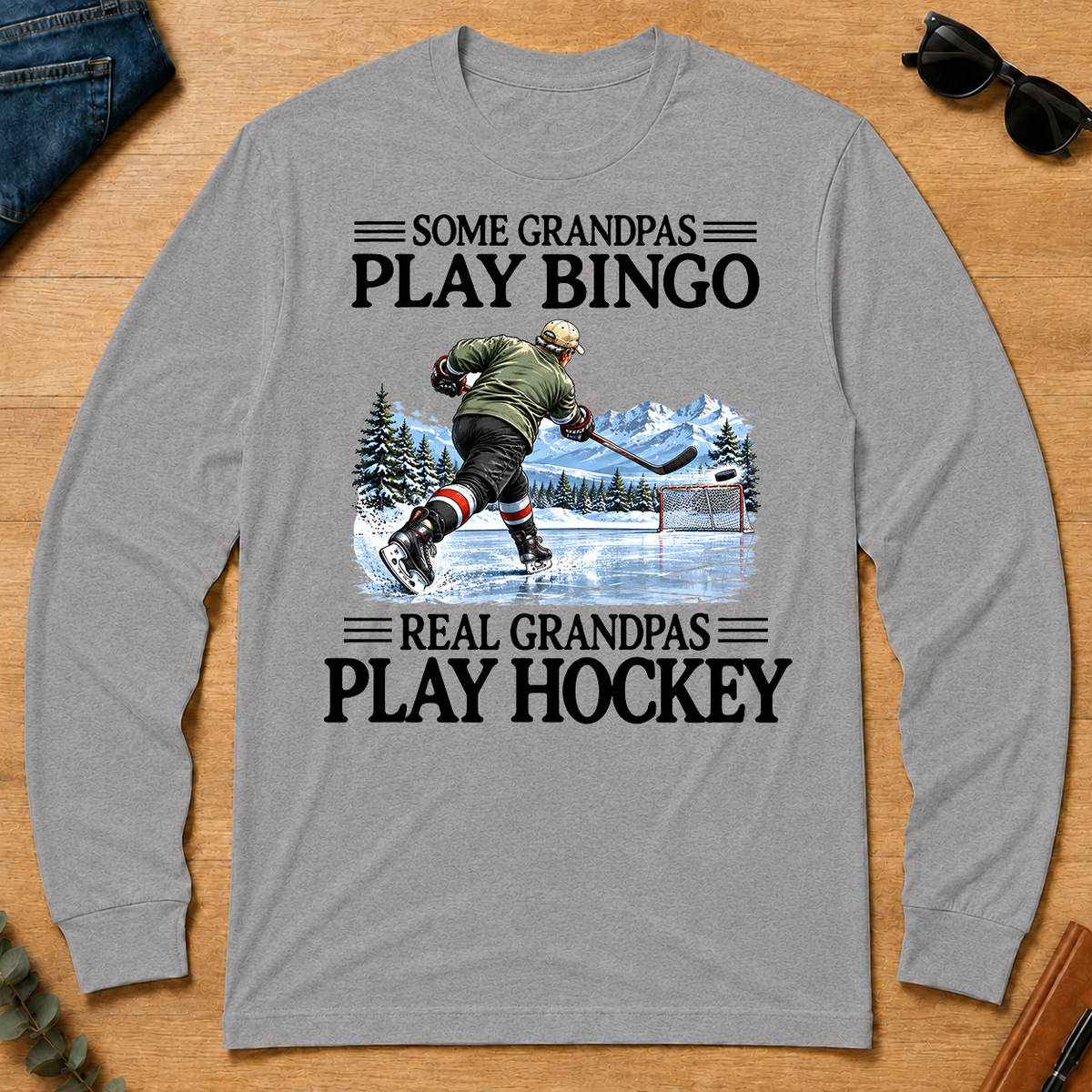 Some Grandpas Play Bingo Real Grandpas Play Hockey - sport-grey - LST2D-SportGrey