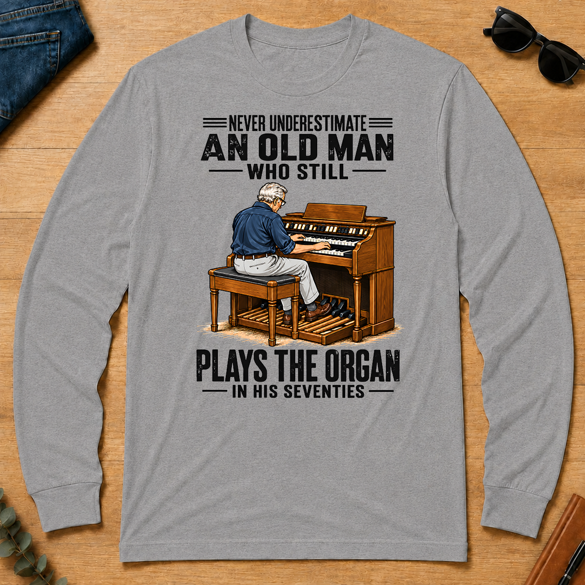 An Old Man Still Plays The Organ In His 70s - sport-grey - LST2D-SportGrey