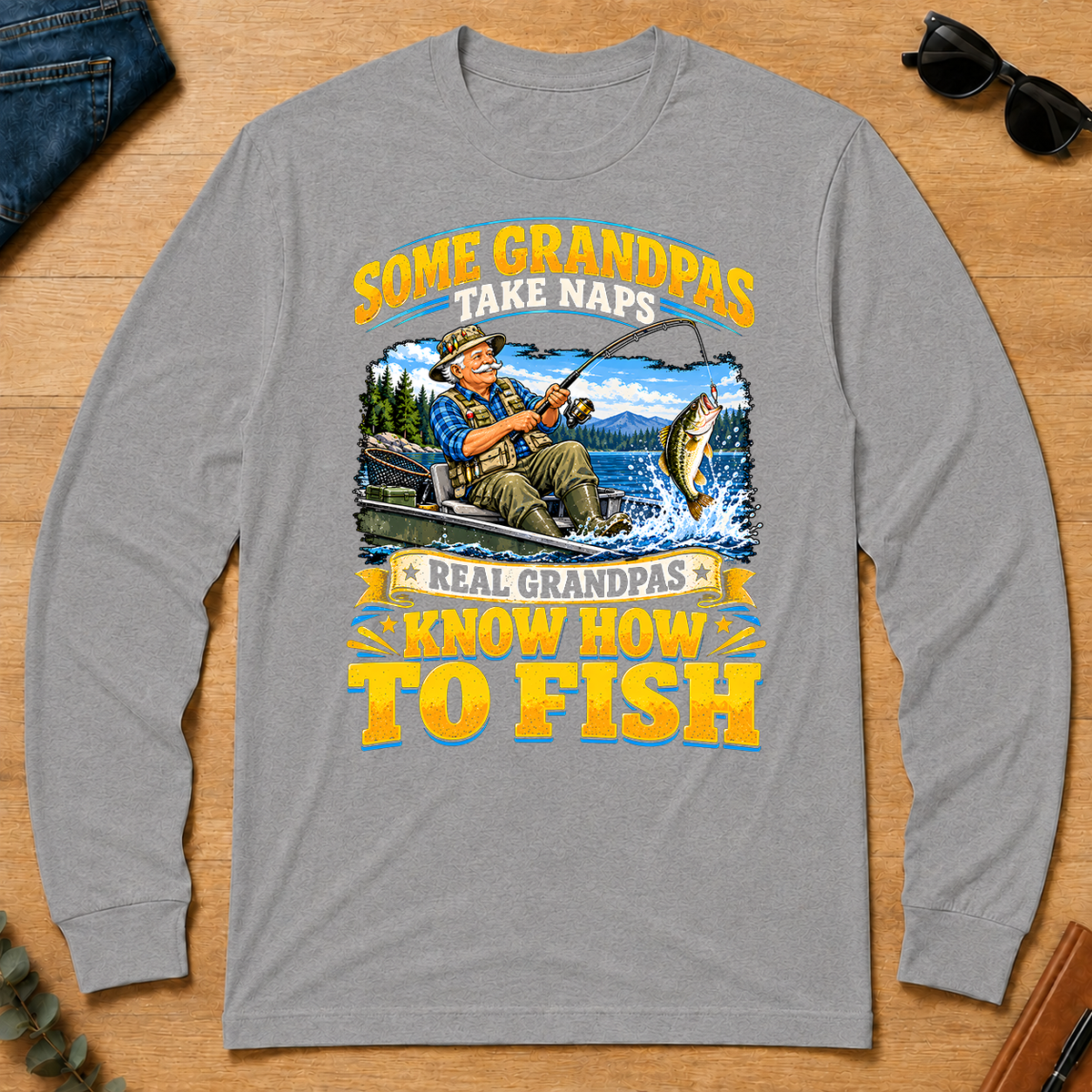 Real Grandpas Know How To Fish - sport-grey - LST2D-SportGrey