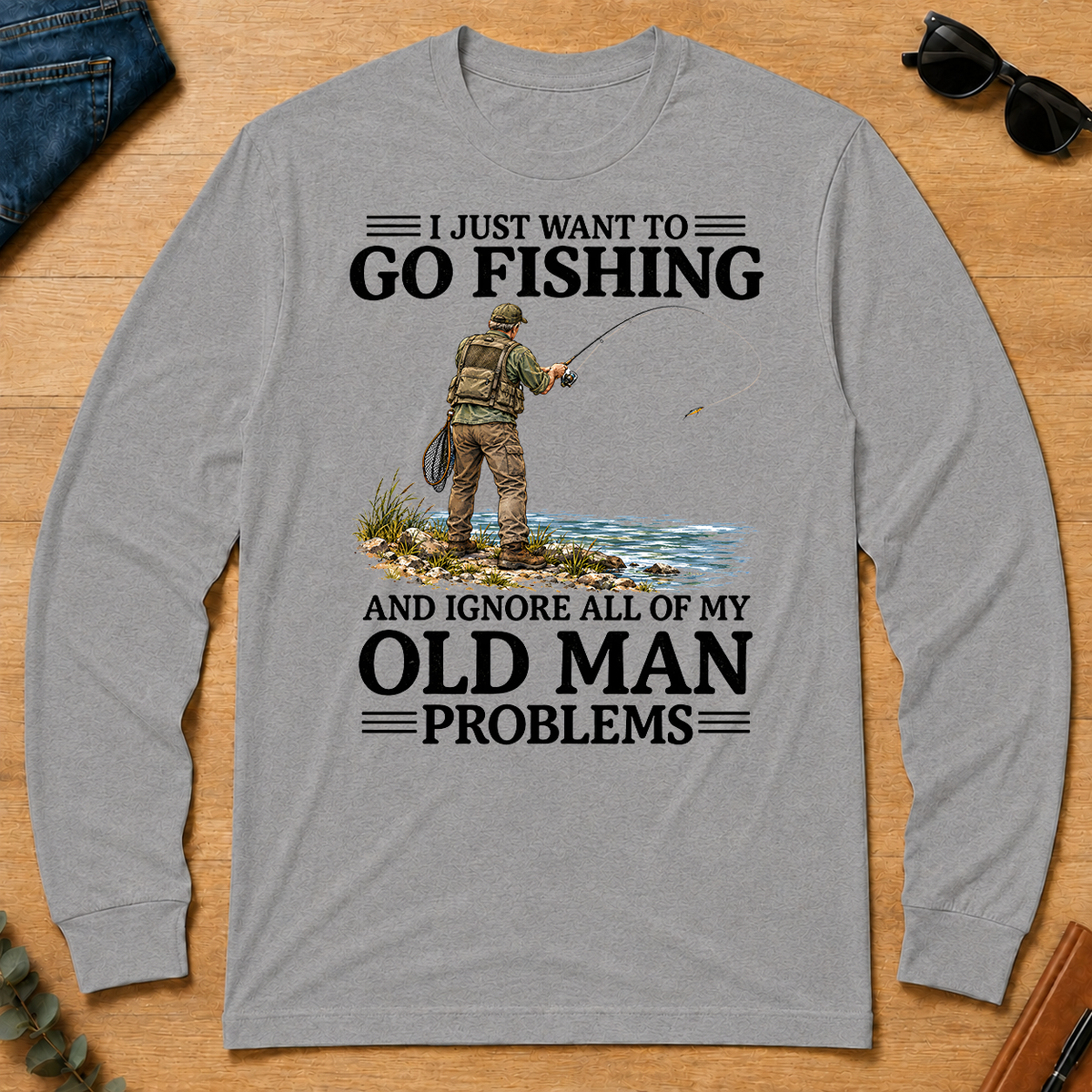 I Just Want To Go Fishing - sport-grey - LST2D-SportGrey