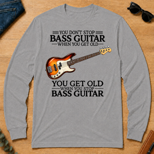 Don't Stop Playing Bass Guitar Vintage Art - sport-grey - LST2D-SportGrey