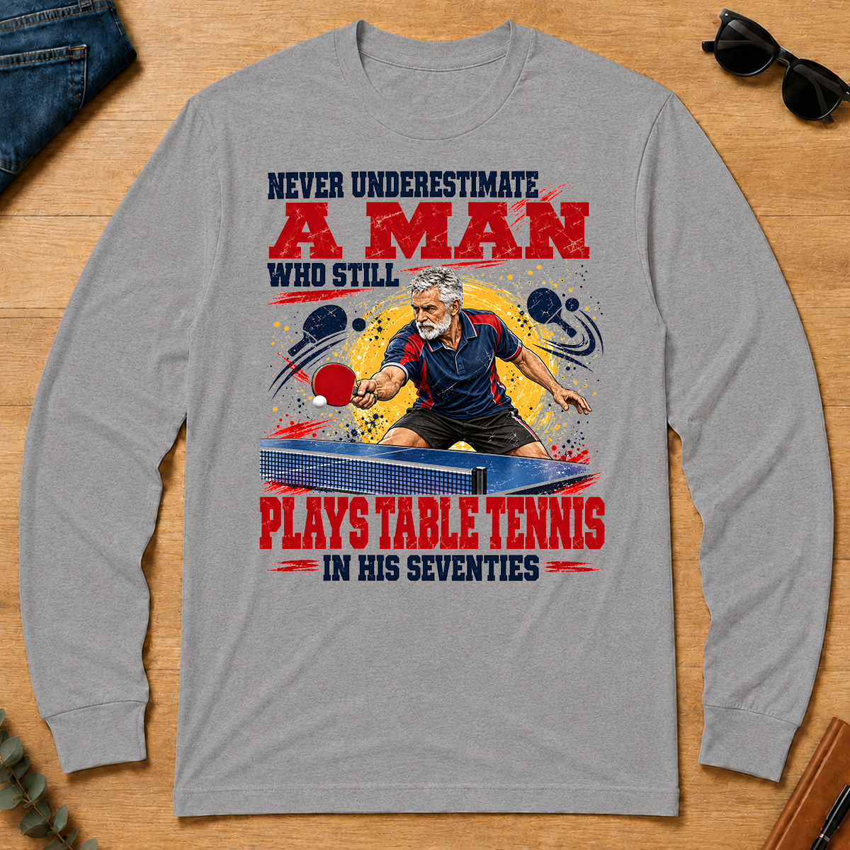 A Man Still Plays Table Tennis In His 70s - sport-grey - LST2D-SportGrey