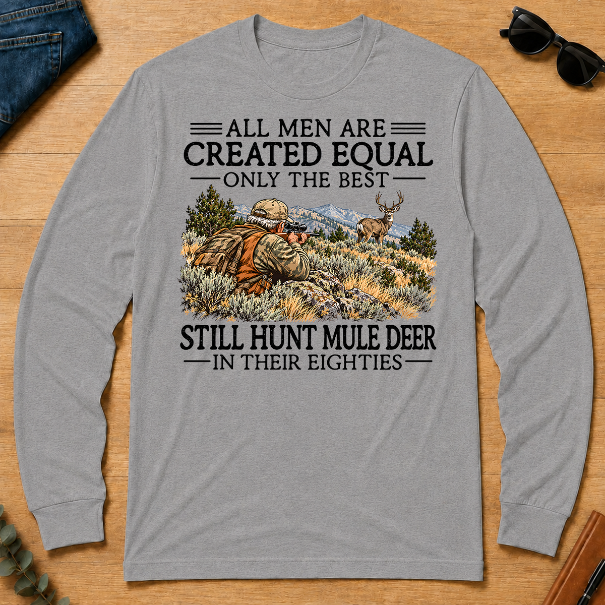 All Men Are Created Equal Mule Deer Hunting 80s - sport-grey - LST2D-SportGrey