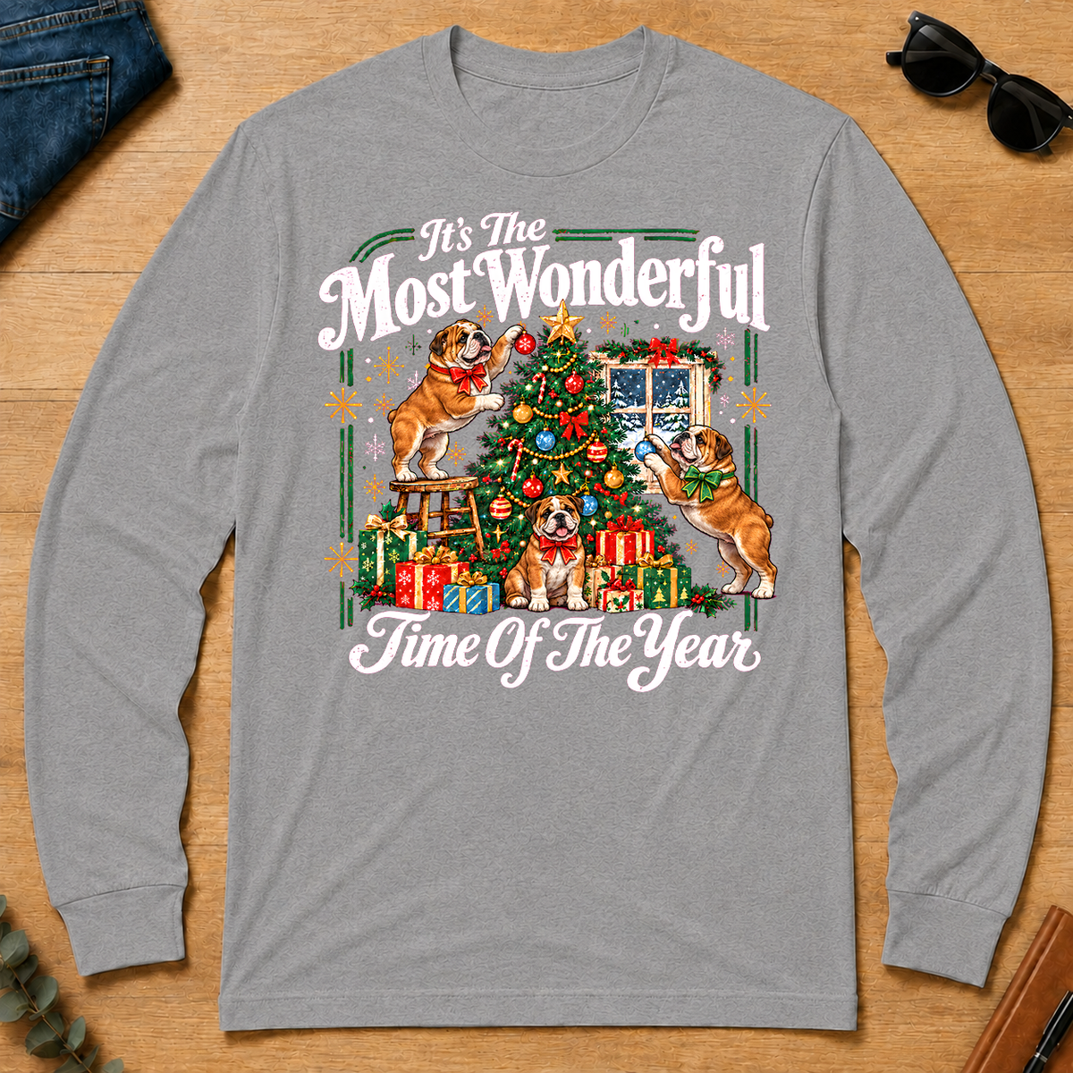 Wonderful Christmas Bulldog - sport-grey - LST2D-SportGrey