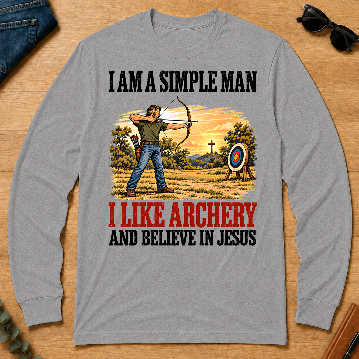 I Like Archery And Believe In Jesus - sport-grey - LST2D-SportGrey