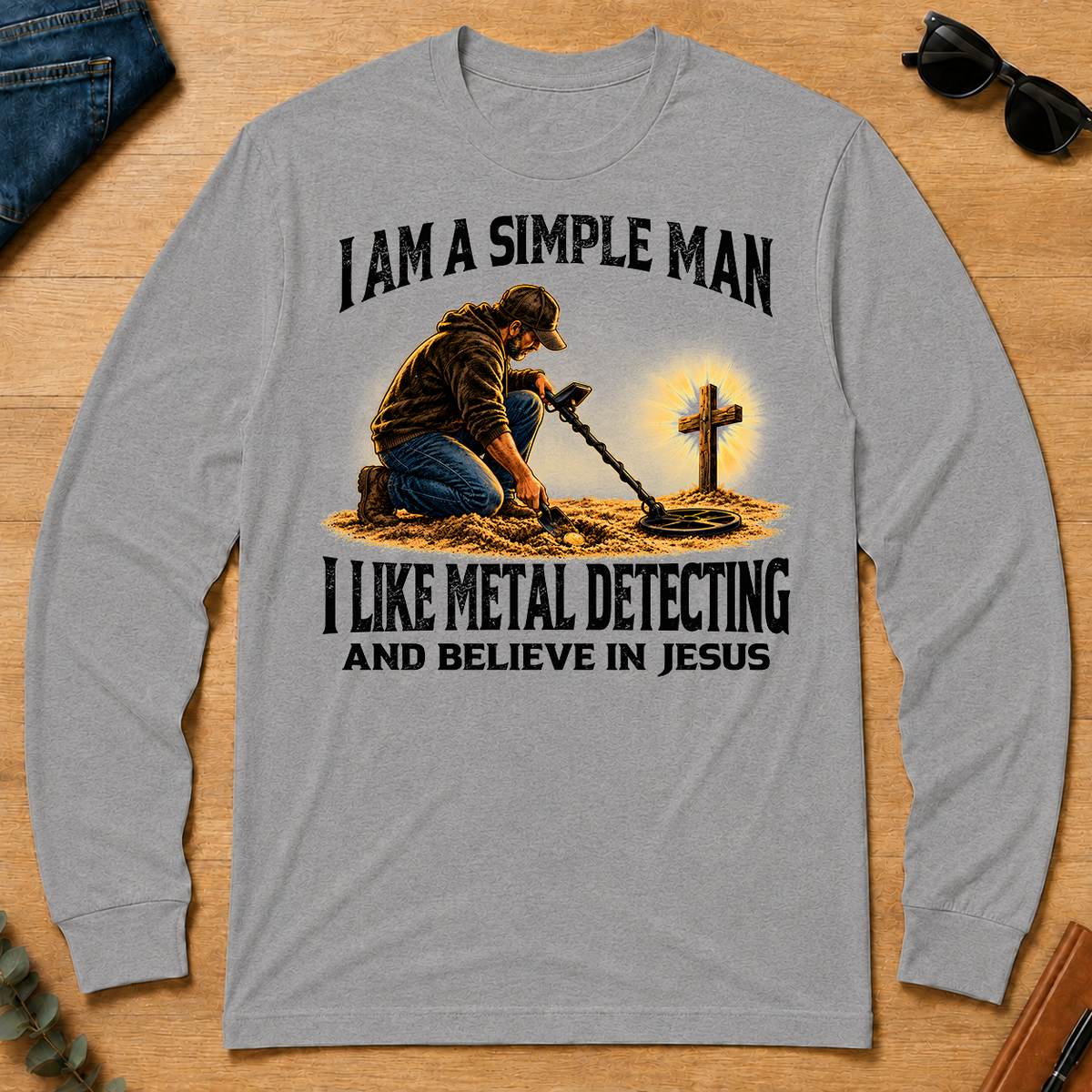 I Am Simple Man I Like Metal Detecting - sport-grey - LST2D-SportGrey