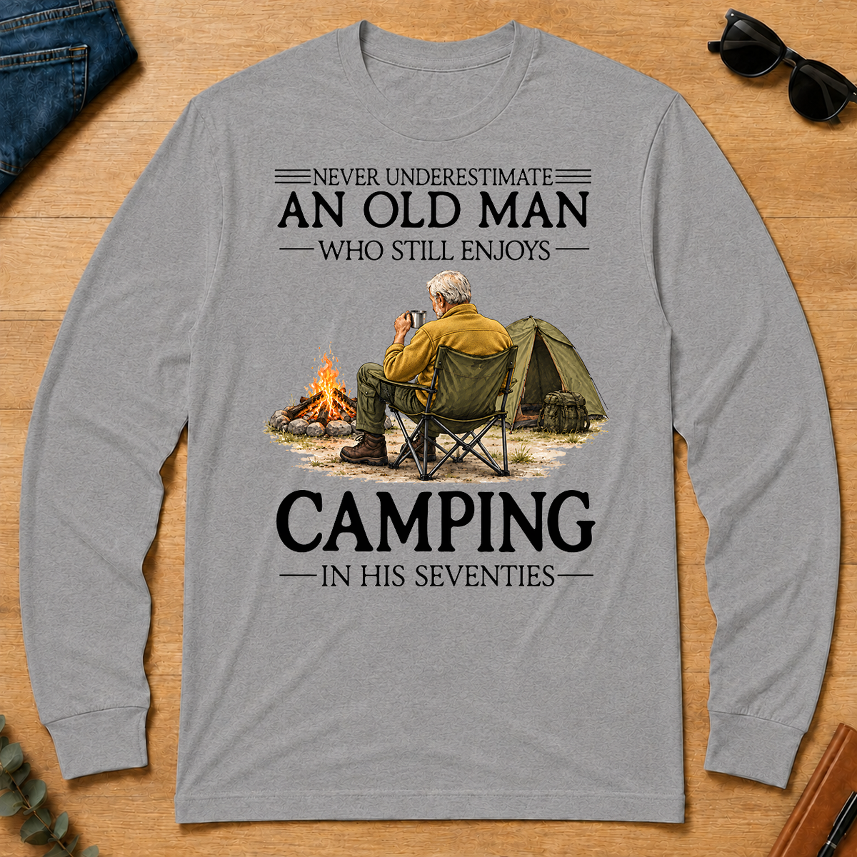 An Old Man Who Still Enjoys Camping In His Seventies - sport-grey - LST2D-SportGrey