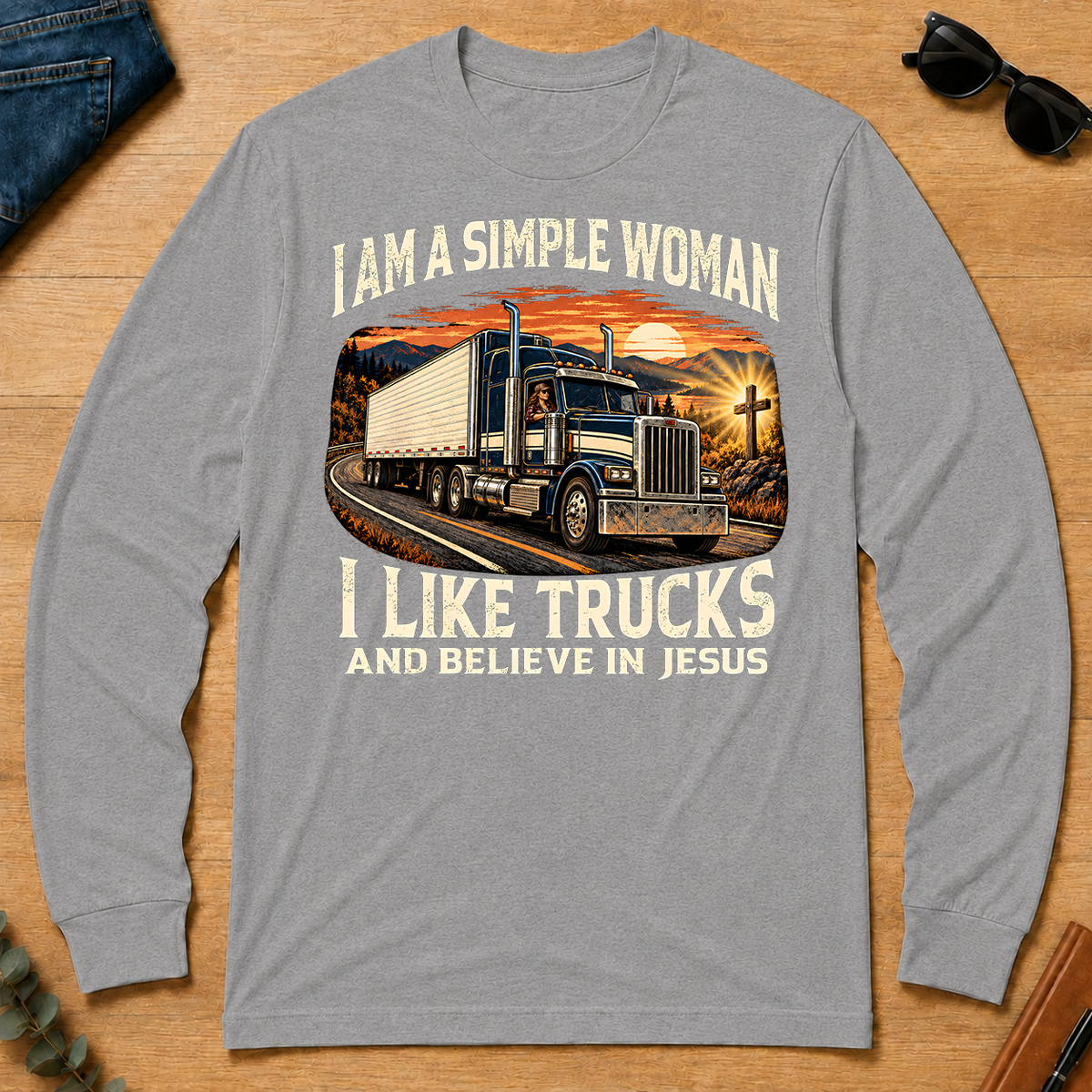 I Am Simple Woman I Like Trucks - sport-grey - LST2D-SportGrey