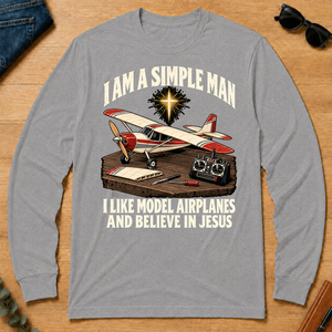 I Like Model Airplanes & Believe In Jesus - sport-grey - LST2D-SportGrey