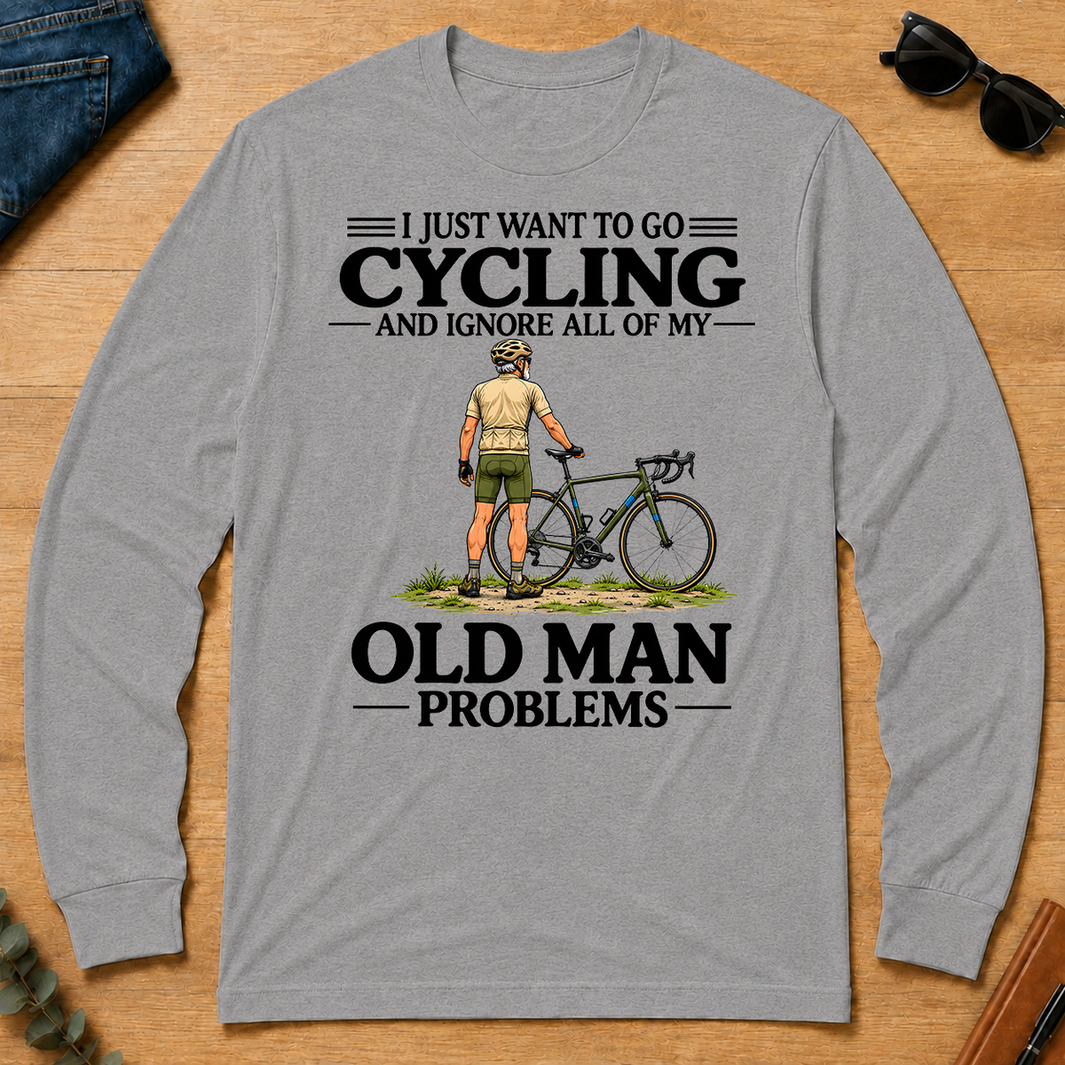 I Just Want To Go Cycling Vintage Men - sport-grey - LST2D-SportGrey