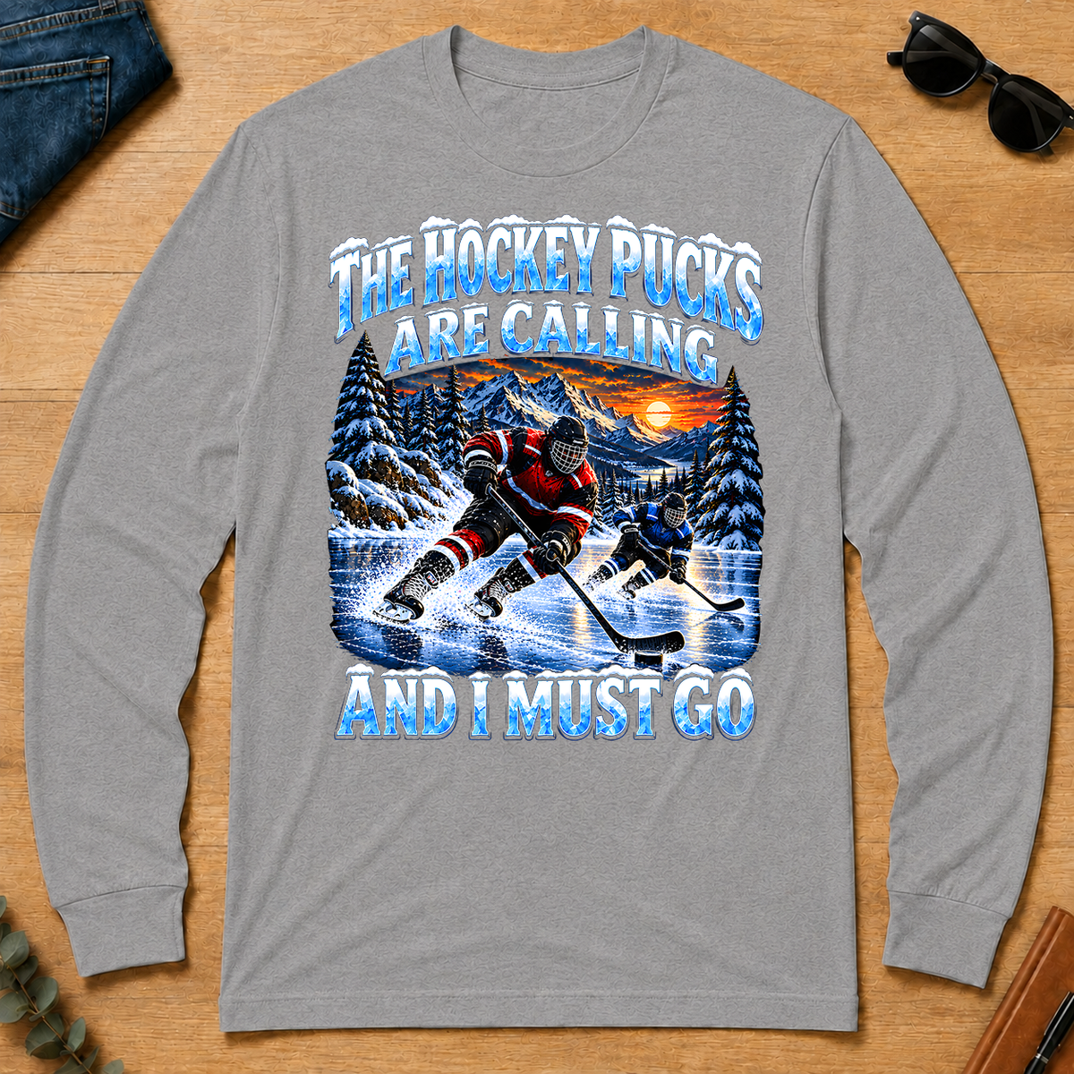 Hockey Pucks Are Calling And I Must Go - sport-grey - LST2D-SportGrey