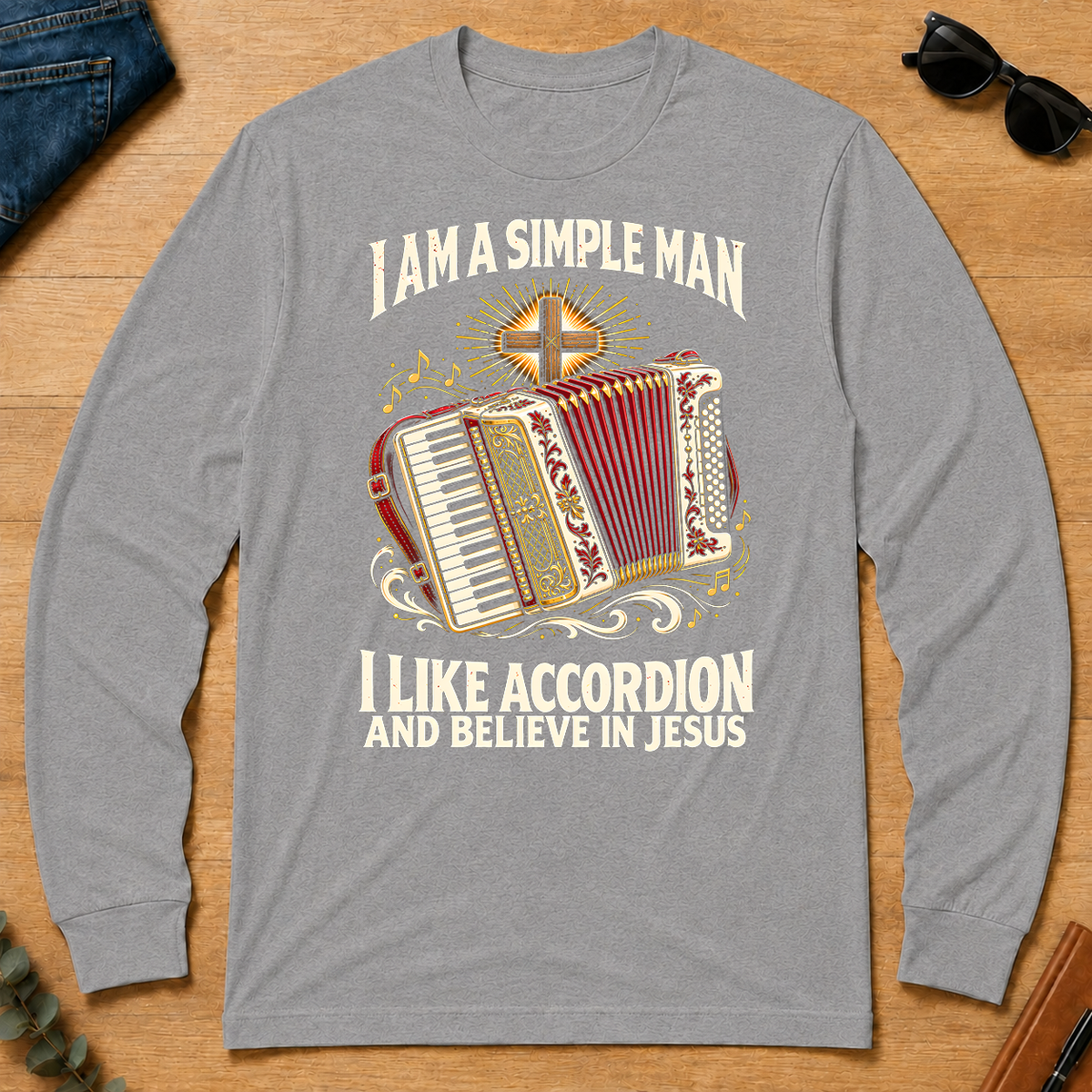 I Like Accordion & Believe In Jesus - sport-grey - LST2D-SportGrey