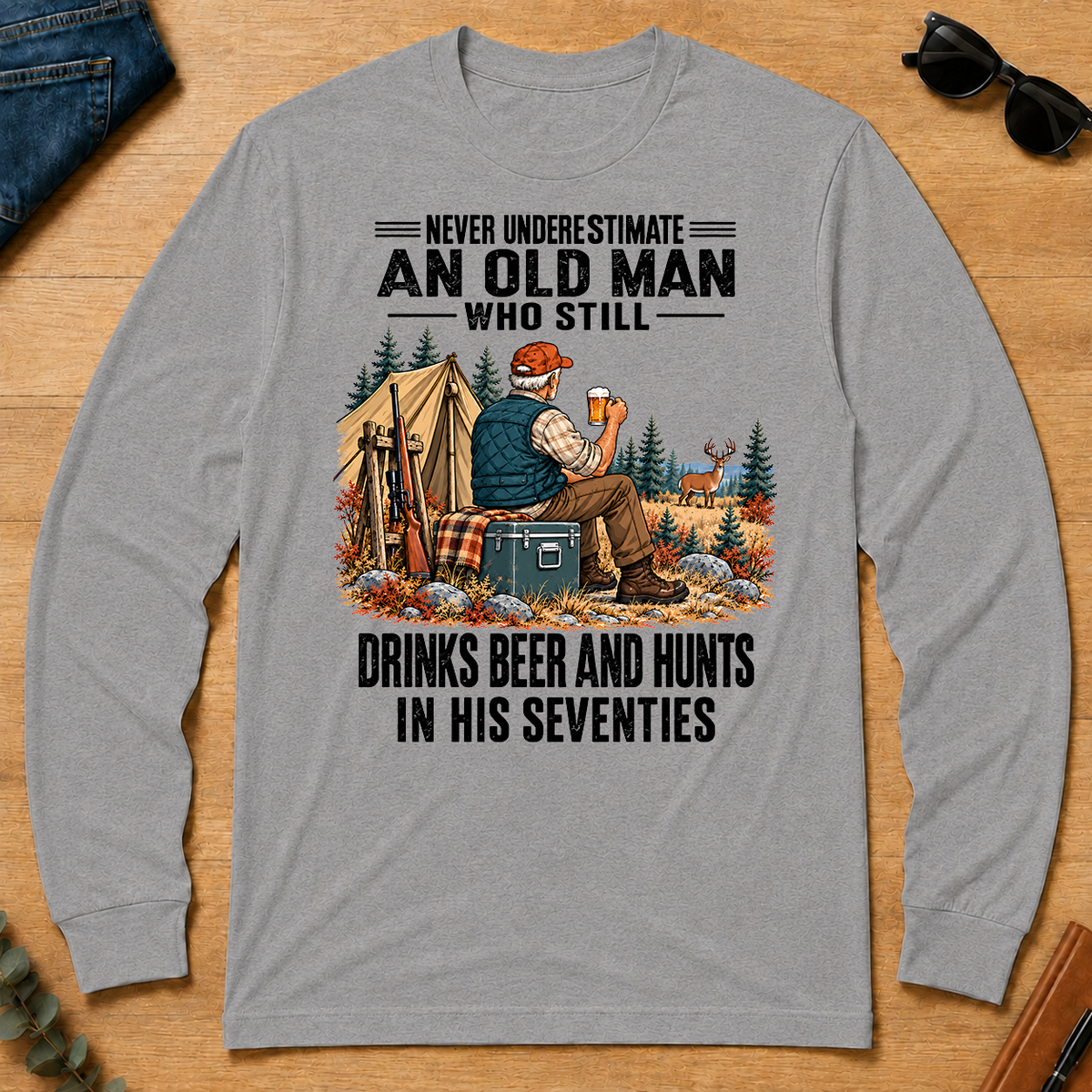 An Old Man Still Drinks Beer And Hunts In His 70s - sport-grey - LST2D-SportGrey