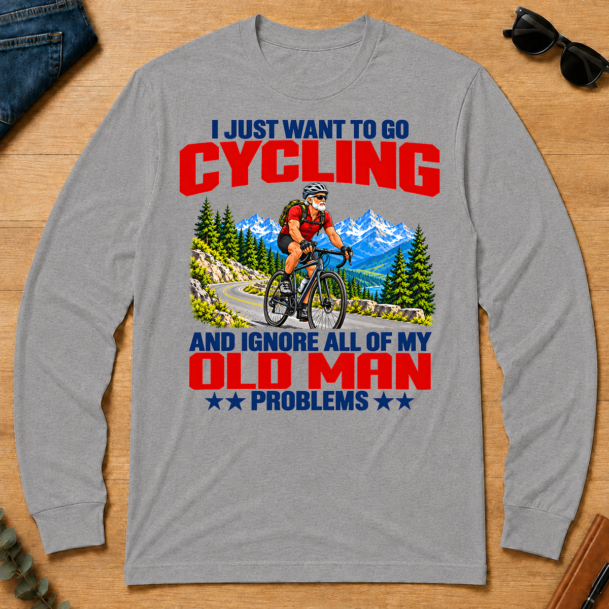 I Just Want To Go Cycling - sport-grey - LST2D-SportGrey