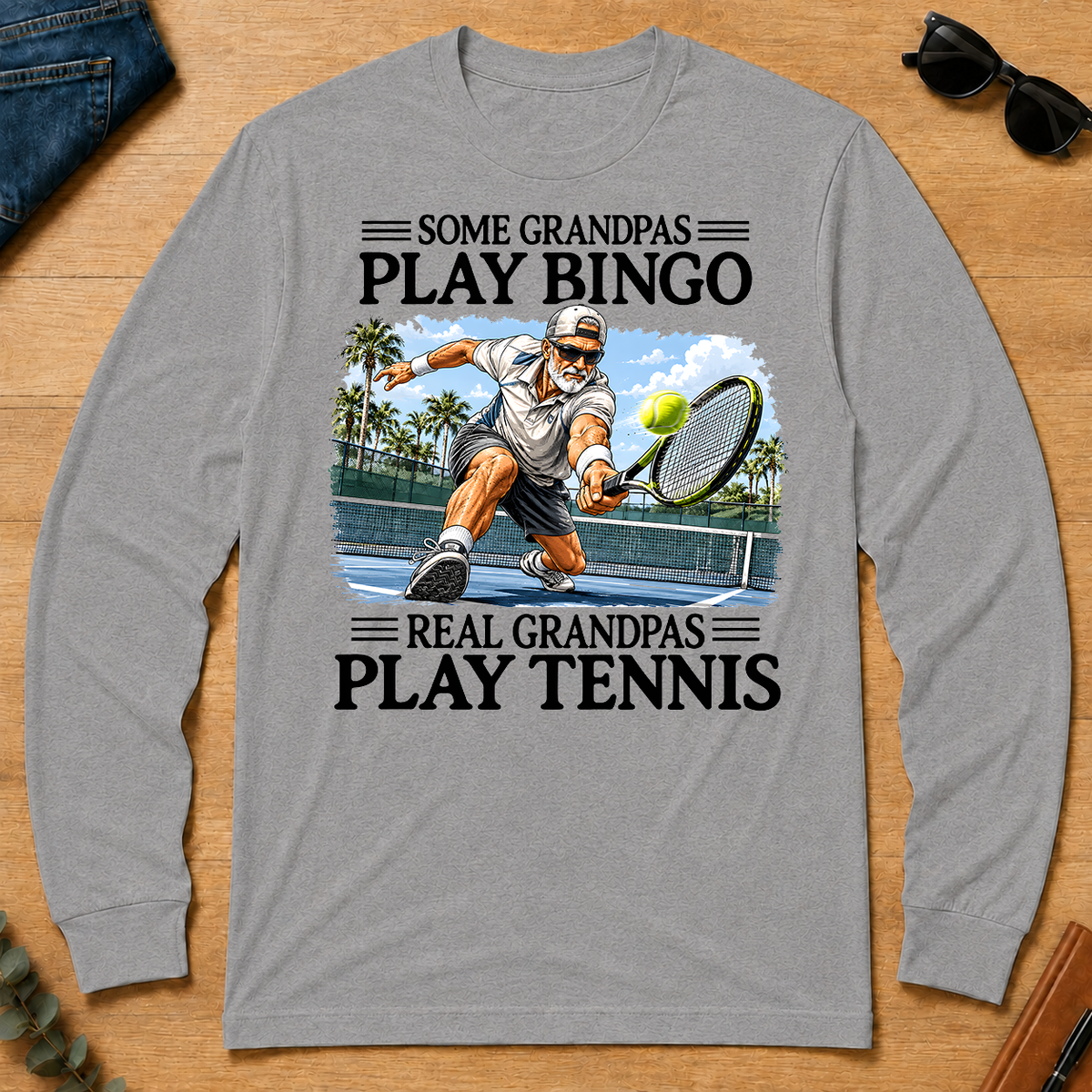 Some Grandpas Play Bingo Real Grandpas Play Tennis - sport-grey - LST2D-SportGrey