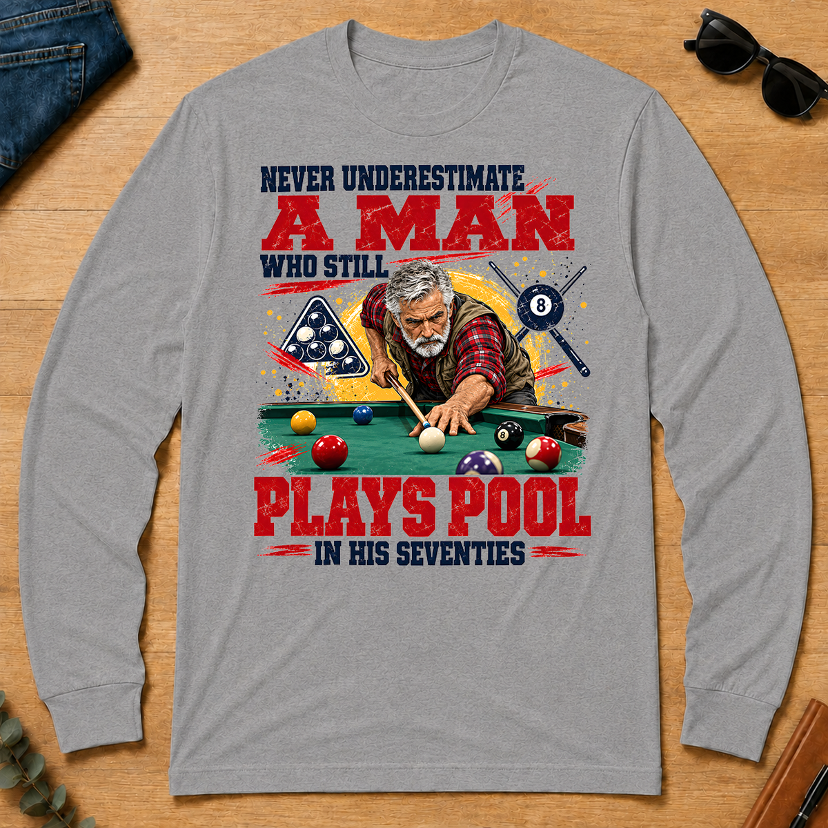 A Man Still Plays Pool In His 70s - sport-grey - LST2D-SportGrey