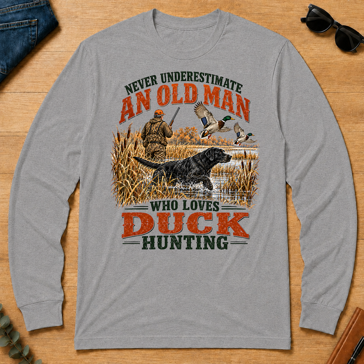 An Old Man Loves Duck Hunting - sport-grey - LST2D-SportGrey