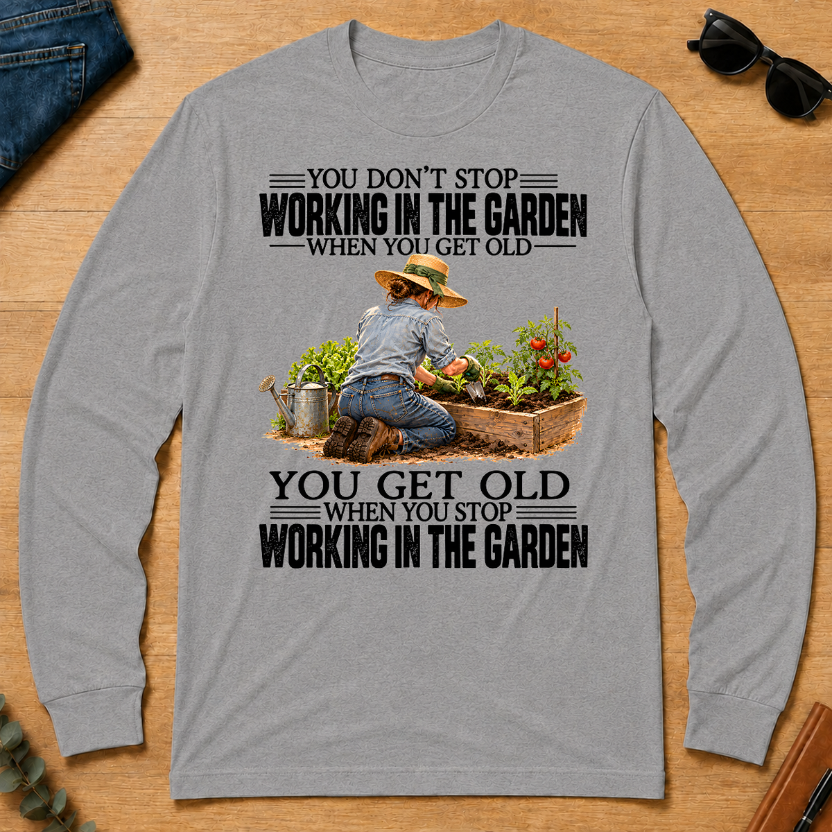Vinatge You Get Old When You Stop Working In The Garden - sport-grey - LST2D-SportGrey