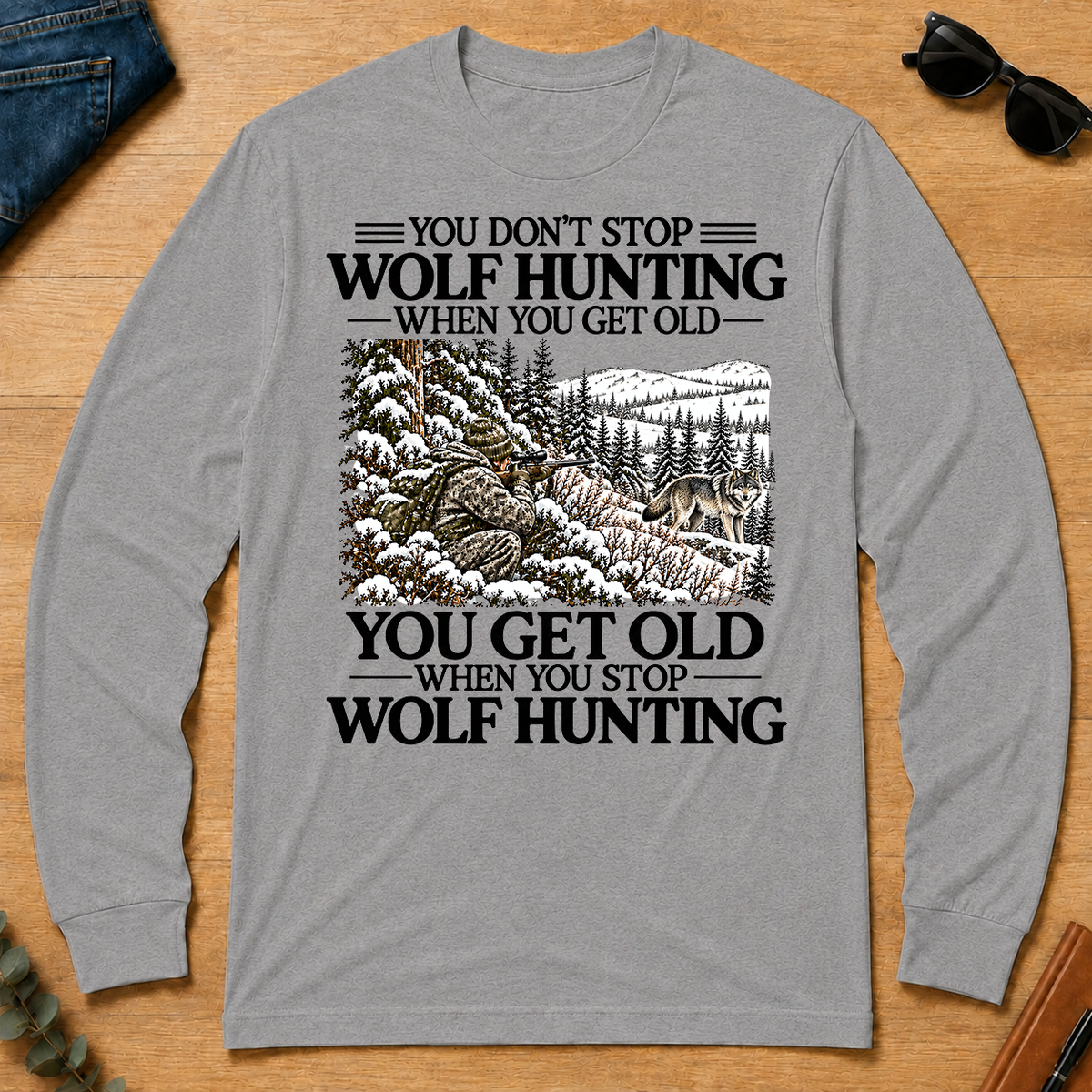 Don't Stop Winter Wolf Hunting Snow - sport-grey - LST2D-SportGrey