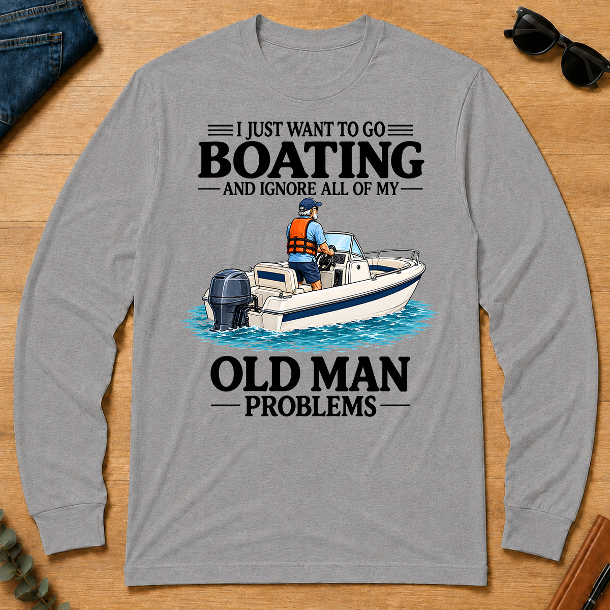 I Just Want To Go Boating - sport-grey - LST2D-SportGrey