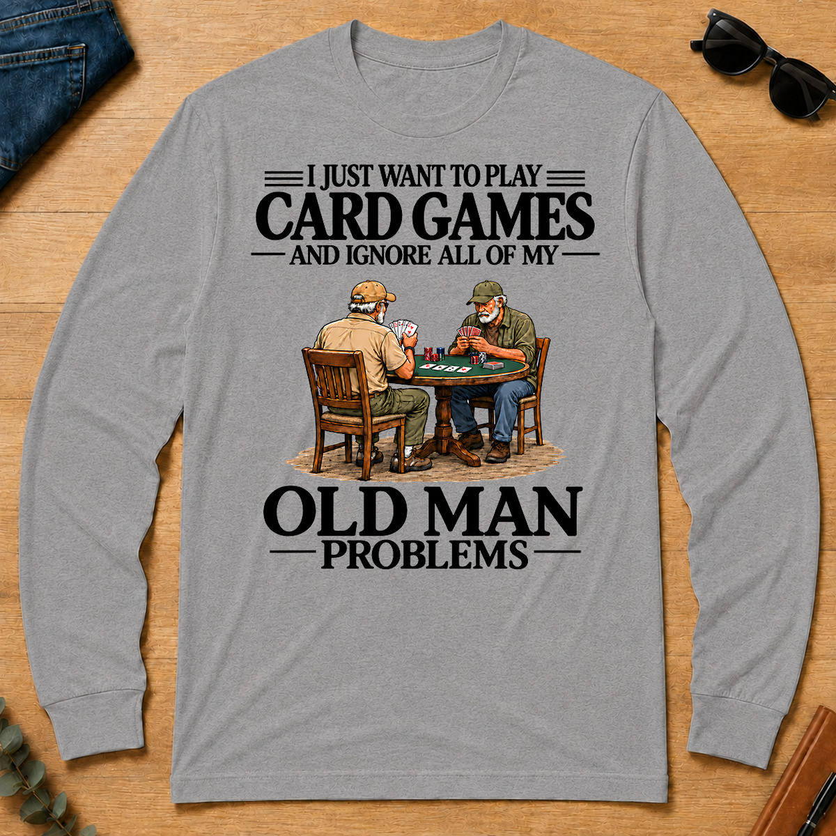I Just Want To Play Card Games - sport-grey - LST2D-SportGrey