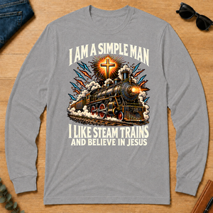 I Like Steam Trains & Believe In Jesus - sport-grey - LST2D-SportGrey