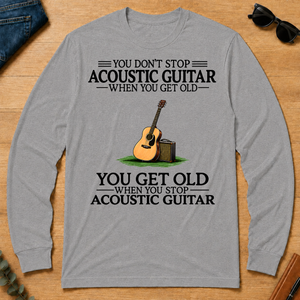 Don't Stop Playing Acoustic Guitar Vintage Art - sport-grey - LST2D-SportGrey
