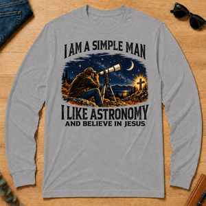 I Am Simple Man I Like Astronomy - sport-grey - LST2D-SportGrey