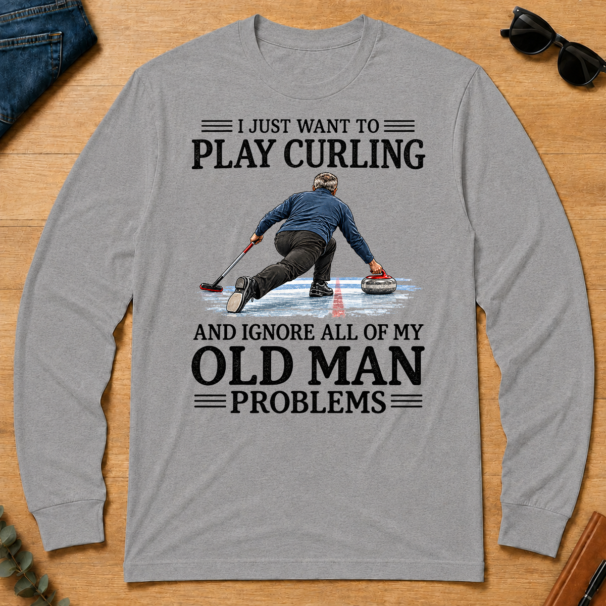 I Just Want To Play Curling - sport-grey - LST2D-SportGrey