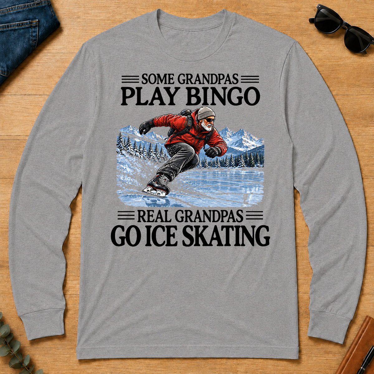 Some Grandpas Play Bingo Real Grandpas Go Ice Skating - sport-grey - LST2D-SportGrey