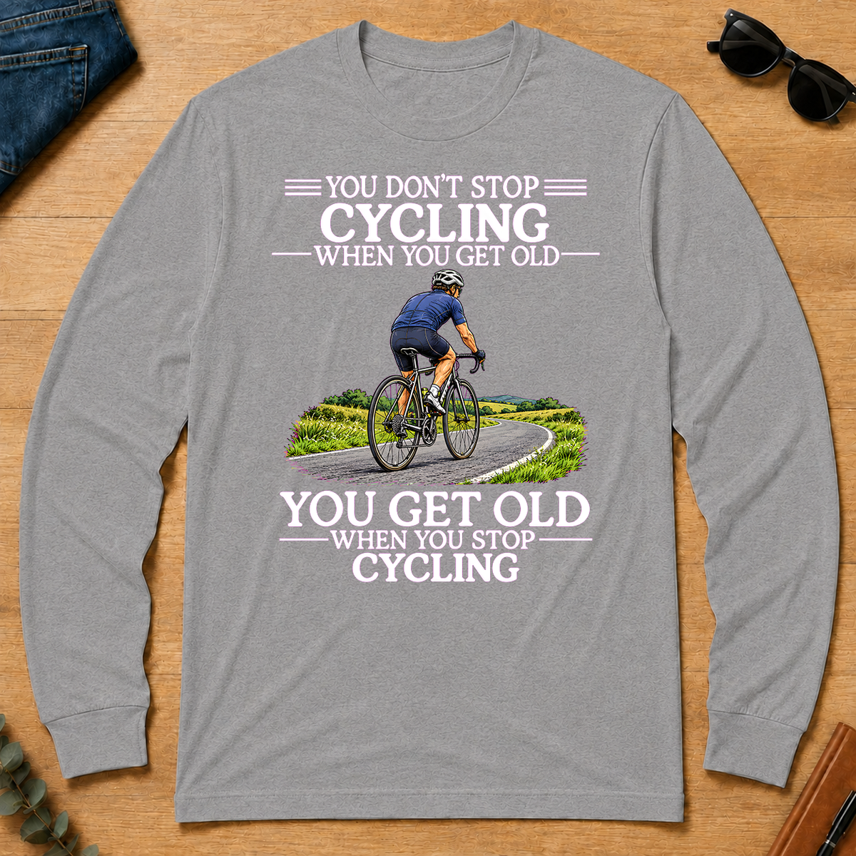 Old Man Don't Stop Cycling - sport-grey - LST2D-SportGrey
